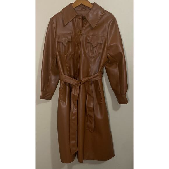 Montgomery Ward Jackets & Blazers - Vintage 70's Montgomery Ward Long Coat Size 20.5 Belted Retro Manmade Fabric